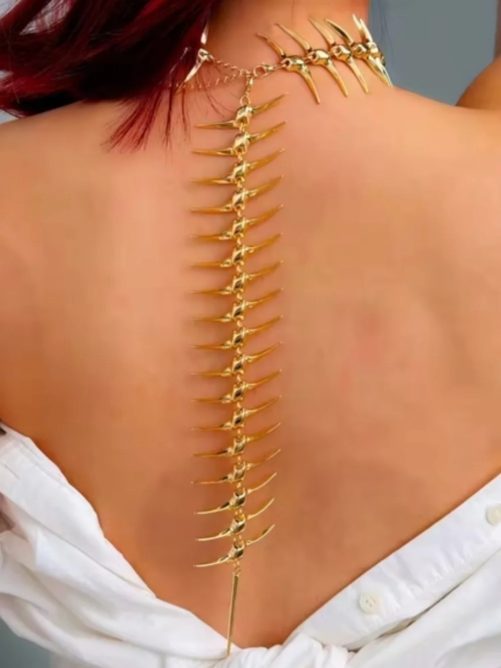 Gold Spine-Back Statement Necklace - Picture 2 of 4